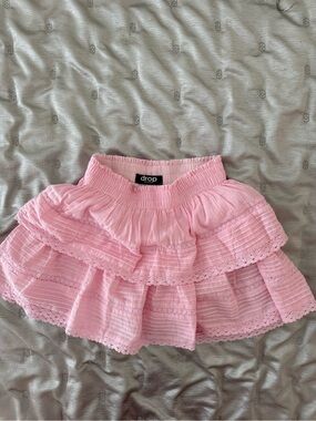Light Pink Tiered Ruffle Mini Skirt